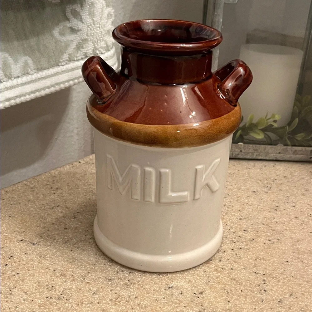Two-Handle Vintage Brown Milk Jug